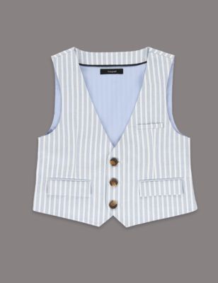 Pure Cotton Striped Waistcoat with Supercrease&trade; &#40;1-7 Years&#41;